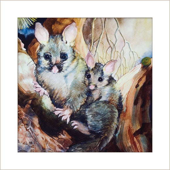Greeting Card - Possums Hiding
